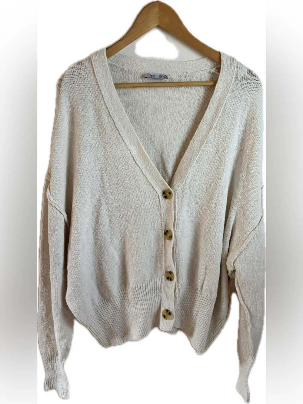 Dex Cream V-Neck Button Front Sweater